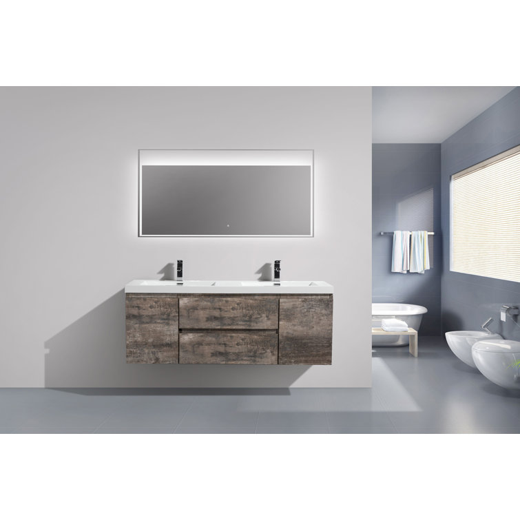 Union Rustic Fishel 59" WallMounted Double Bathroom Vanity Set